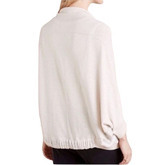 Anthropologie moth Austral zip dolman sleeve oatmeal and gray sweater size large - Picture 4 of 8